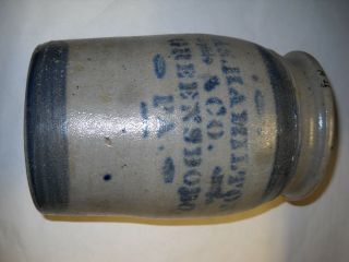 A4 James Hamilton Co,  Greensboro Pa.  Salt Glazed Wax Crock Cobalt 10 X 7