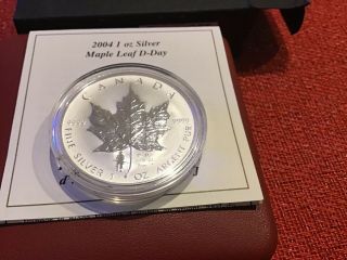 2004 $5 1oz.  D - Day Maple Leaf Silver Coin Privy Mark