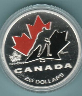 2014 $20.  00 Fine Silver Coin - 100 Anniversary Of Hockey Canada