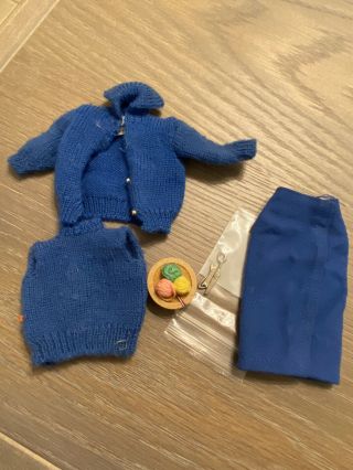 Vintage Barbie Outfit Blue Knitting Pretty 957 Near Complete 1960’s