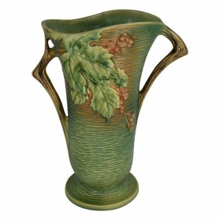 Roseville Pottery Bushberry Green Vase 38 - 12