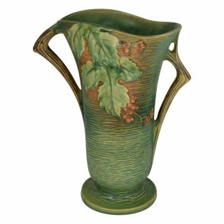 Roseville Pottery Bushberry Green Vase 38 - 12 3