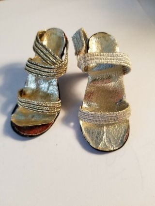 Cissy Vintage Silver Shoes Black Heel With Rhinestones Need Tlc