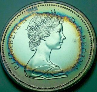 1975 Canada 1 One Silver Dollar Proof Unc Toned Bu Blue Color Gem Monster (dr)