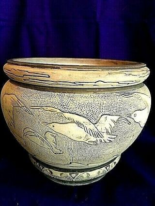 Large Weller Burntwood Arts & Crafts Pottery Planter 8.  5 