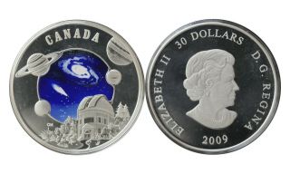 30$ Royal Canadian 2009 Astronomy Silver Proof Coin 895 Qeii From 1$