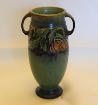 Rare Roseville Pottery Company Baneda Vase Green/pumpkins -