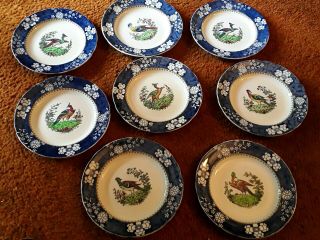 Set Of 8 Copeland Spode Pheasant 9 Inch Lunch Plate