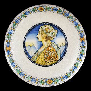 Antonio Margaritelli Deruta Italian Majolica Pottery Lady Portrait 16 " Charger