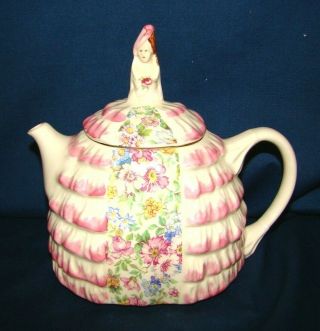 Vintage Sadler Ye Daintee Ladyee Pink Crinoline Chintz Teapot