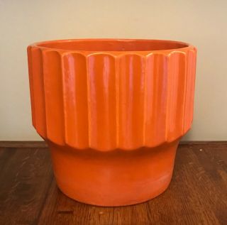Bauer Vintage California Pottery Flower Pot 8,  Biltmore Orange,  8 1/4 " Tall