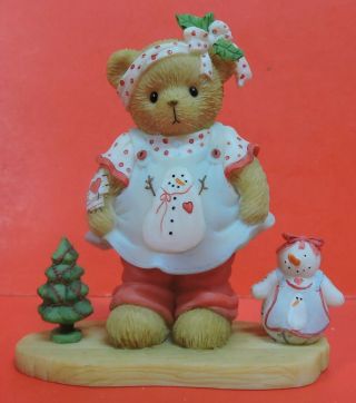 SIGNED CHERISHED TEDDIES OPAL GIRL WITH SNOW WOMAN FIGURINE 4023742 2