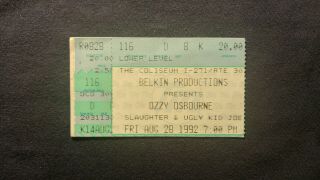 Ozzy Osbourne Concert Ticket Stub 8/28/1992 Richfield,  Oh