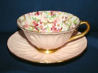 Shelley Pink Maytime Chintz Oleander Cup & Saucer 2
