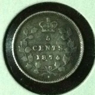 Canada 5 Cents Km 2 Vf 1874 H Crosslet 4