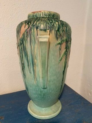Signed ROSEVILLE Pottery Green and Coral 