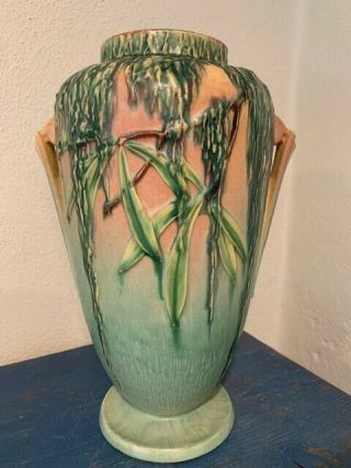 Signed ROSEVILLE Pottery Green and Coral 