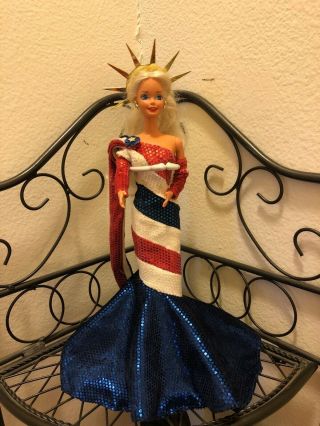Barbie Doll Statue Of Liberty 1990’s Comes With Stand