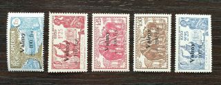 French Cameroun 1943 Valmy Overprints Complete Set Of 5 Sg213a - 213e
