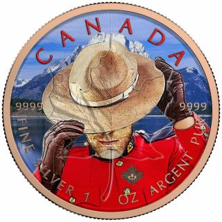 Canada 2017 5$ Maple Leaf Ii 1 Oz Royal Canadian Mount Police Gilded Silver Coin