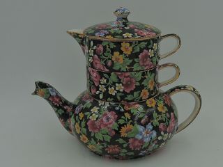 Vintage Royal Winton Chintz Esther Stacking Teapot Stacked Tea For One 1950 