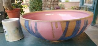 Robert Maxwell Hand Signed Studio Pottery Bowl Mcm Abstract Rare Glaze