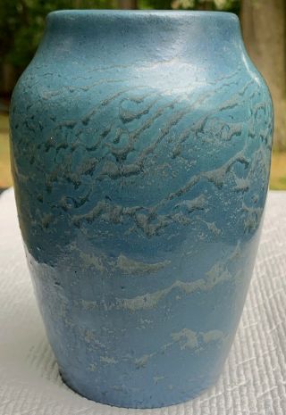 Hampshire Pottery Vase Fabulous Blue Snake Skin Glaze Signed And Perfect