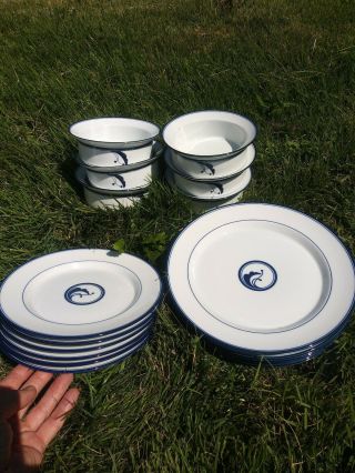 6 Dansk Flora Bayberry Porcelain Bowls 6 Dinner 6 Lunch Plates Set China