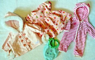 American Girl Bitty Baby Doll Clothes Sleeper Coat W/gloves Dress Bathing Suit