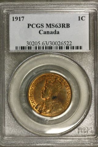 Canada 1917 1 Cent 1 C Pcgs Ms 63 Rb