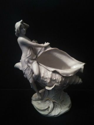 Royal Dux Art Nouveau Centerpiece Compote Figurine - Young Woman