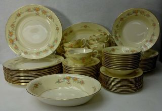 Homer Laughlin China Cashmere Pattern 72 - Piece Set Service For 12