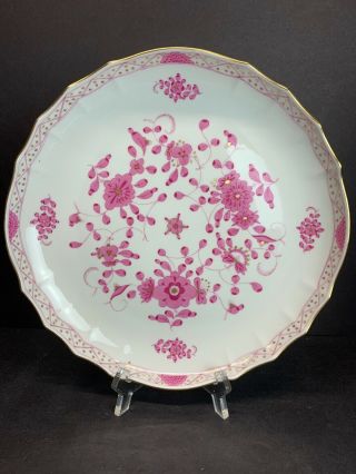 Vtg 19th C.  Hand Paint Purple Indian Rose Meissen Plate Porcelain 10 " In Width