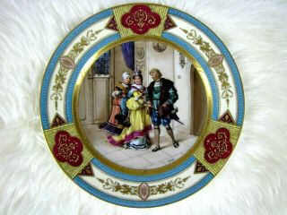 Fabulous 19th Century Royal Vienna Hand Painted Plate Prince & His Love Signed