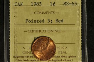 Canada 1985 Penny - Pointed 5 - Iccs - Ms65 -