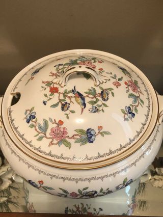 AYNSLEY BONE CHINA PEMBROKE BIRD FLORALS LARGE COVERED SOUP TUREEN ENGLAND 3