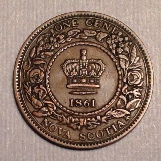 1861 Canada Nova Scotia One Cent - Small Bud