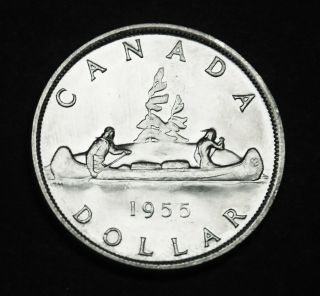 1955 Canadian Silver $1 Coin: Very Popular Year For A Coin In This Fine Grade