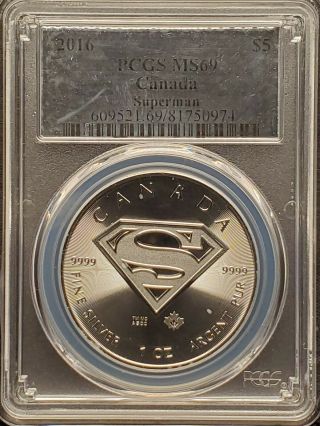 2016 Canada Superman - 1 Oz Silver $5 - Pcgs Ms 69