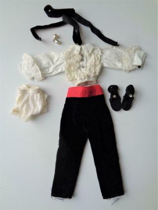 1957 Vogue Jill Jan Doll Outfit 7410 Black Toreador Pants White Ruffled Blouse