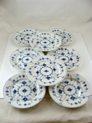 8 Royal Copenhagen Blue Fluted Plain Bread And Butter Plates 1/181