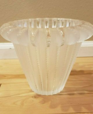 Rare French Rene Lalique Royat Frosted Crystal Vase