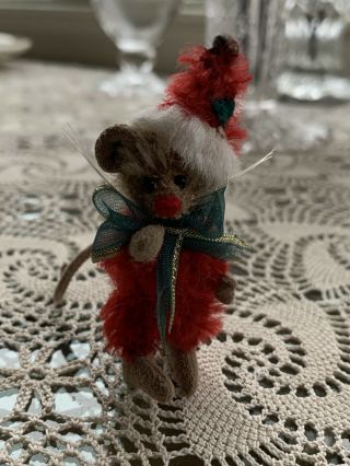 Christmas In July Deb Canham Teddy Bear Artist Santa 3 " Merry Mouse Mohair