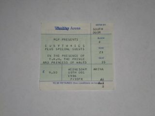 Eurythmics Concert Ticket Stub - 1986 - Annie Lennox - " Sweet Dreams " - Wembley Arena - Uk