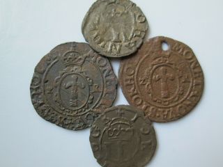 Sweden Medieval 4 Silver Coins Johann Iii 2ö.  1573 Stockholm,  2 Reval Schillings