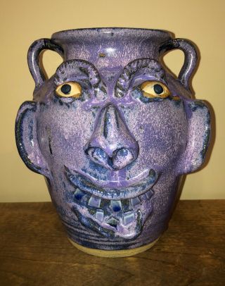 Charles Lisk Face Jar Jug Catawba Valley Southern Folk Art Pottery Nc Carolina
