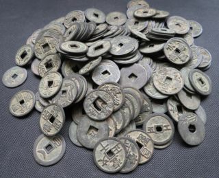 Mixture 200pc Chinese Bronze Coin Old Dynasty Antique Currency Cash 31 - 35mm