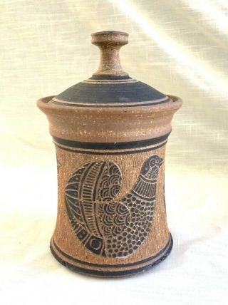 Vintage J Edward Barker Studio Art Hand Thrown Pottery Container/canister 1979