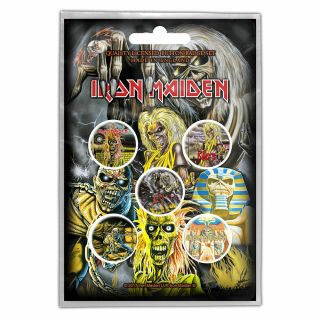 Official Licensed Iron Maiden Button Pin Badge 5 Set Pack Early Albums