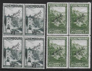 Luxembourg Stamps 1931 Mi Official 174,  176 Blocs Of 4 Mnh Vf Cat Value $50,